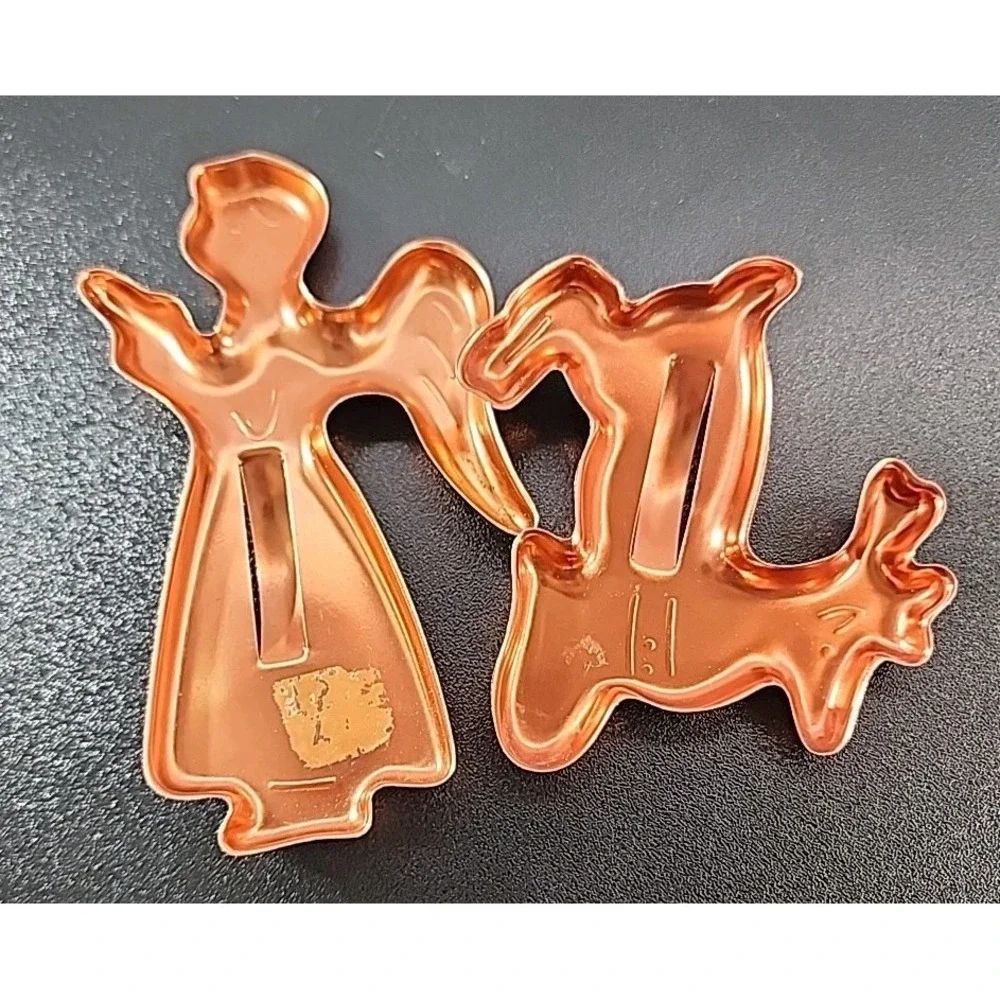 Vintage Cookie Cutters Copper Aluminum Angel Reindeer‎  2
